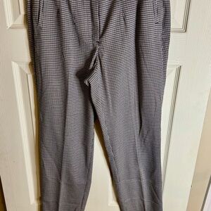 Nine West Women's Navy and Cream Checkered Straight Tapered Leg Pants